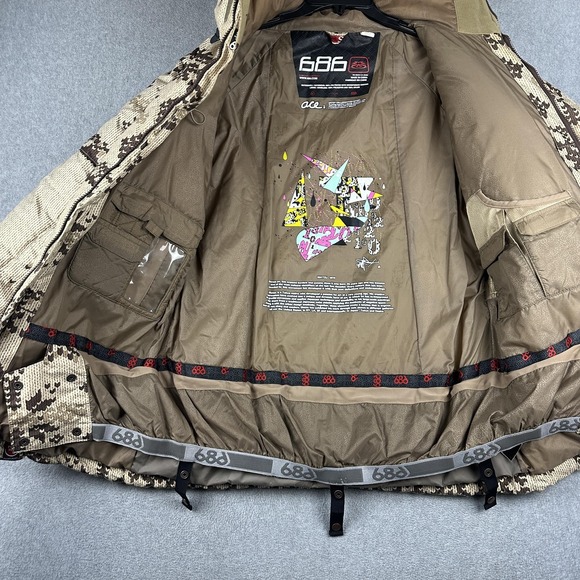 686 Jacket Mens Small Tan Brown Snowboard Ski Hooded Insulated Limited Edition - Picture 11 of 16
